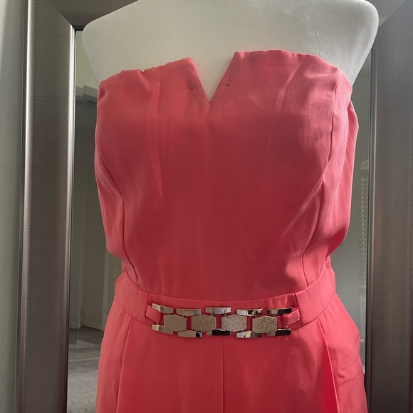 Coral with gold belt jumpsuits - Picture 1 of 12